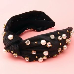 Black bejeweled velvet headband, very comfortable, brand new, handmade